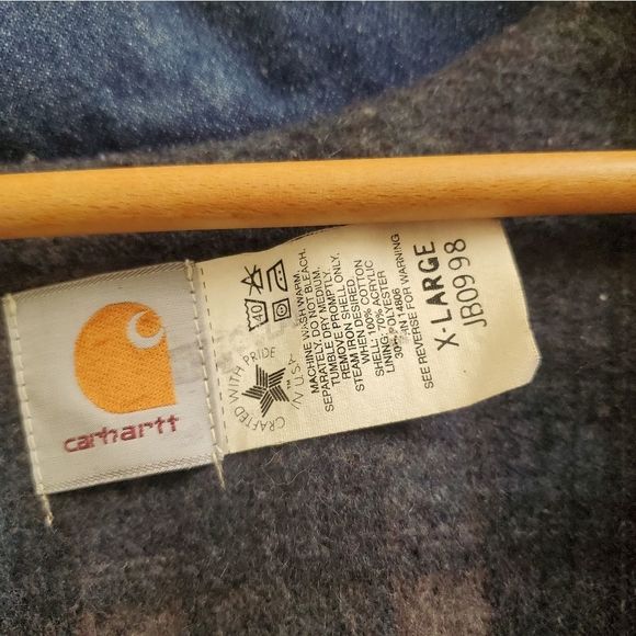 🔥🤩Rare Vintage carhartt flannel lined denim jacket size XL - Picture 6 of 7